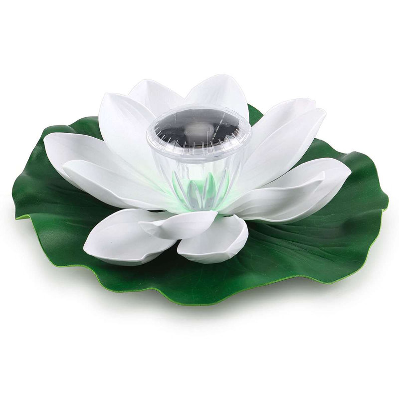 White Solar Powered LED Floating Lotus Pool Light