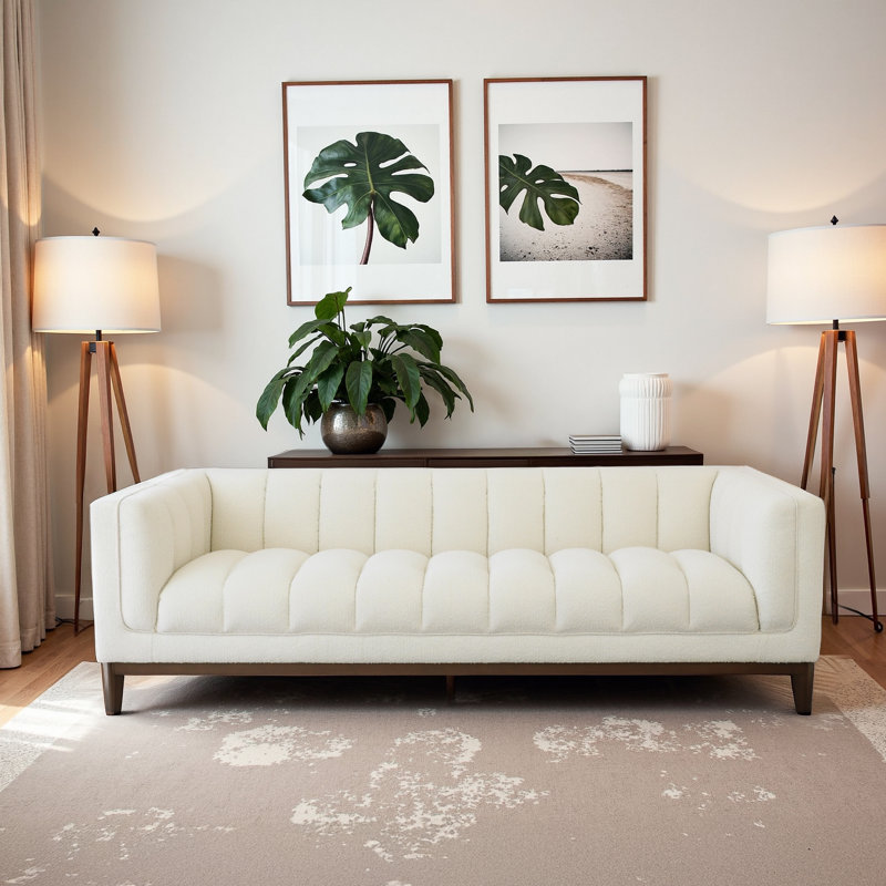 Jinita Upholstered 90.6'' Sofa, White Boucle