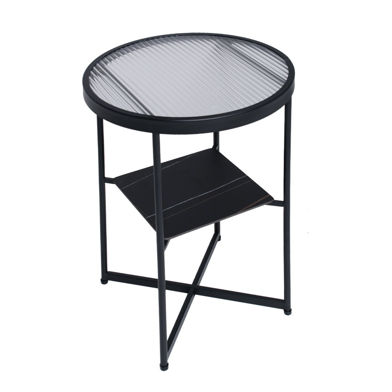 Glass Top End Table, 23.6" H x 15.7" W x 15.7" D