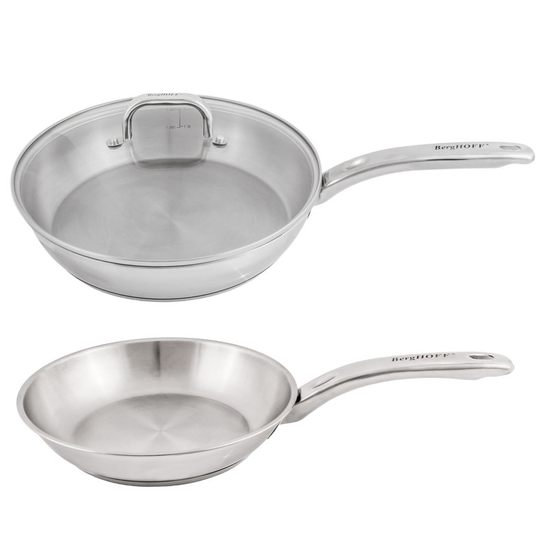 Ensemble de casseroles et poêles en acier inoxydable 18/10 3 pièces avec couvercle en verre BergHOFF Belly Shape