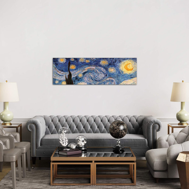 The Starry Night by Vincent Van Gogh - Panoramic Painting on Canvas, 30.48 cm H x 91.44 cm W x 1.91 cm D, Wrapped Canvas