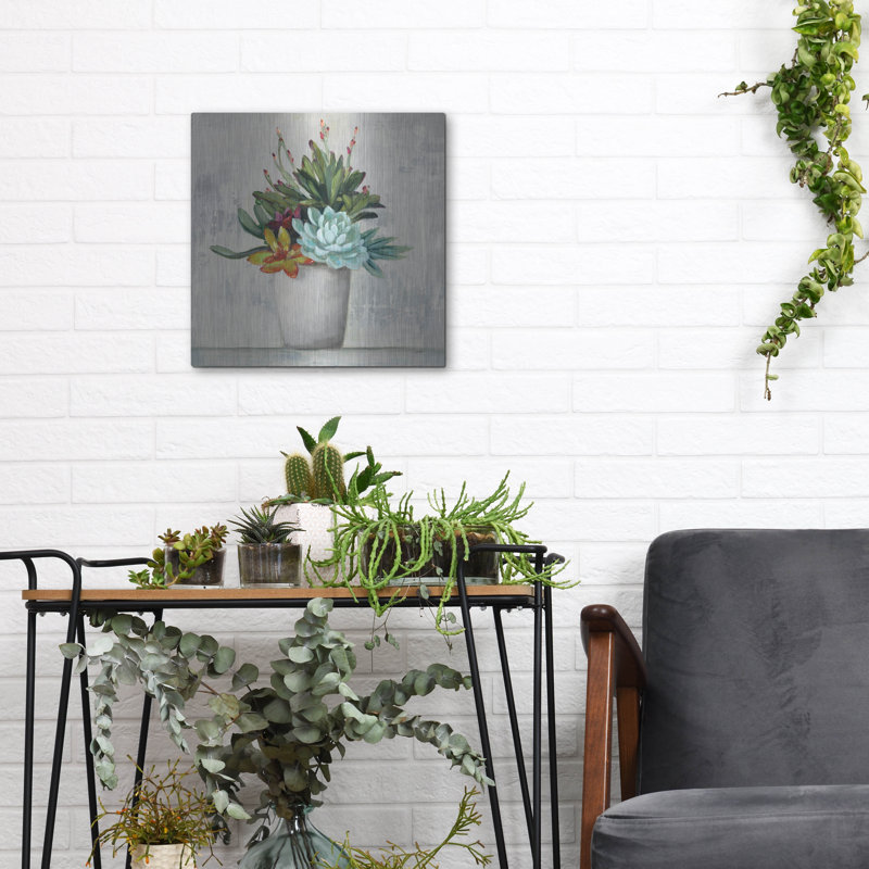 «Succulent Still Life 1» par Julia Purinton, art mural en métal, H 12 po x l 12 po