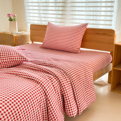 Ensemble d'édredon en microfibre prélavée Gingham