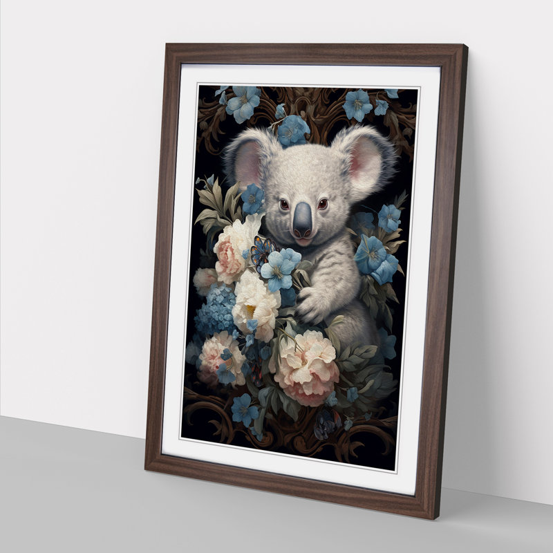 Koala Bear Baroque - Framed Print, 34cm H x 25cm W x 2cm D, Walnut 
