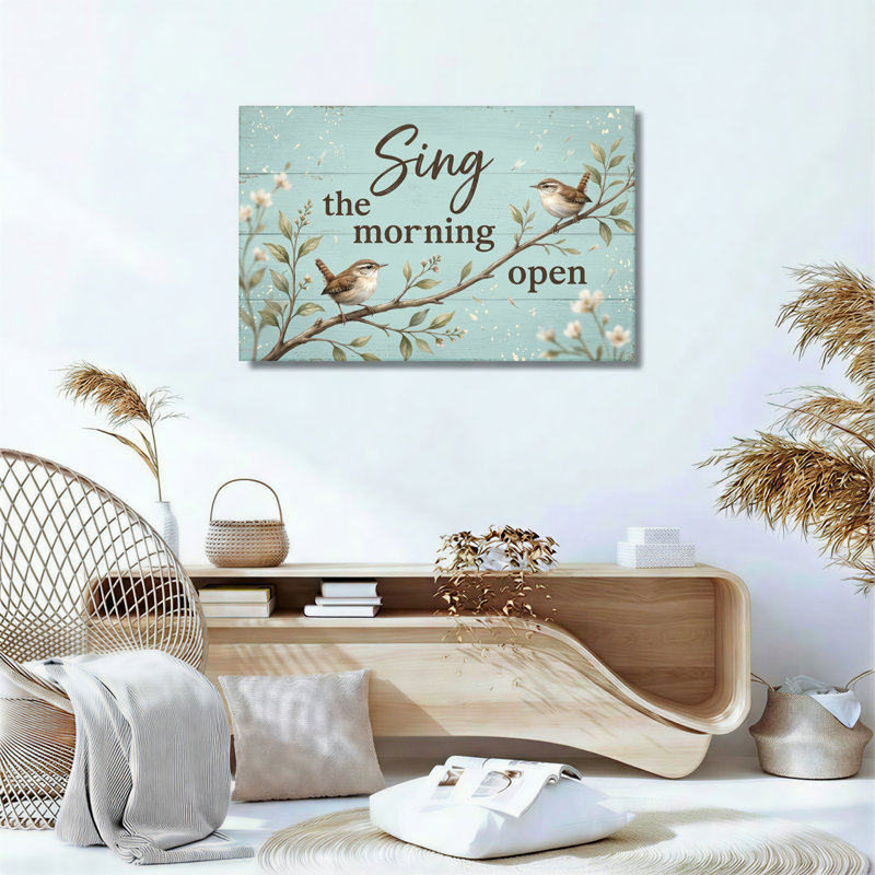 Ensemble de 1 tableau sur toile représentant des oiseaux et des branches, 32"H x 48"W, Wrapped Canvas