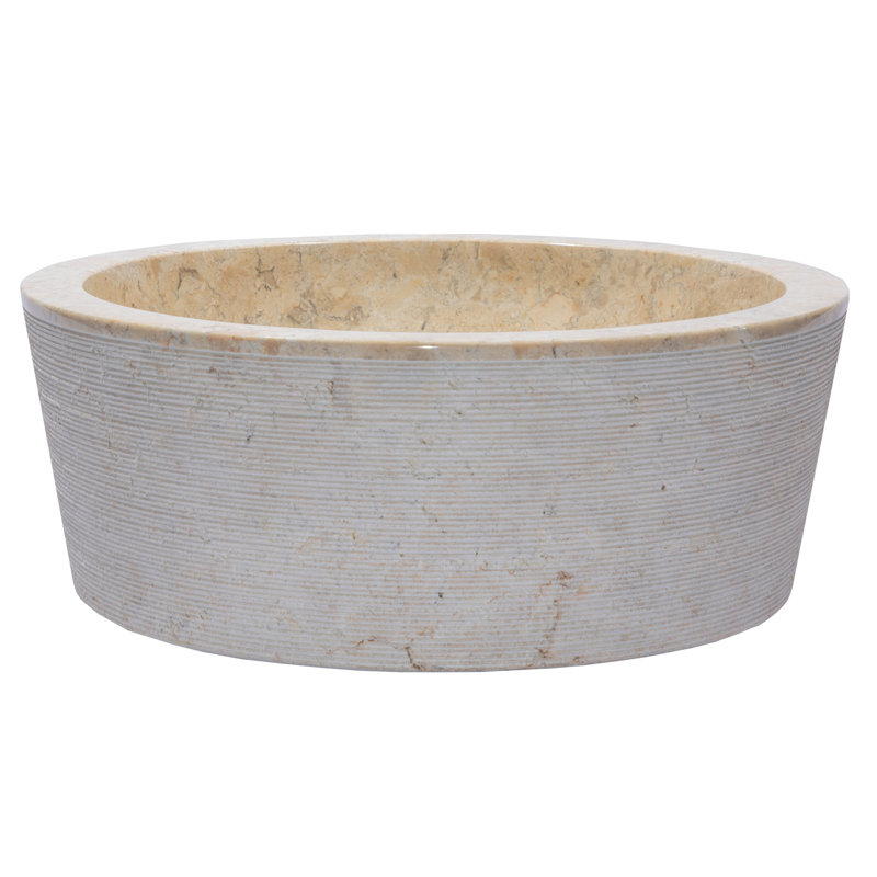 Lavabo de salle de bain vasque circulaire en pierre beige