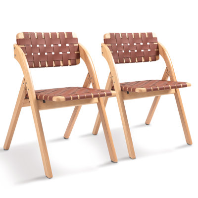Wooden Folding Chair Set Of 2 Off-White