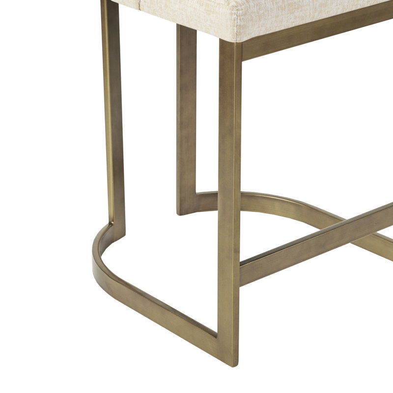 Tabouret de hauteur de comptoir moderne H 26 po - rembourré avec une base en métal, des accoudoirs incurvés et un dossier arrondi pour une structure sophistiquée. Revêtement en mousse à haute densité.