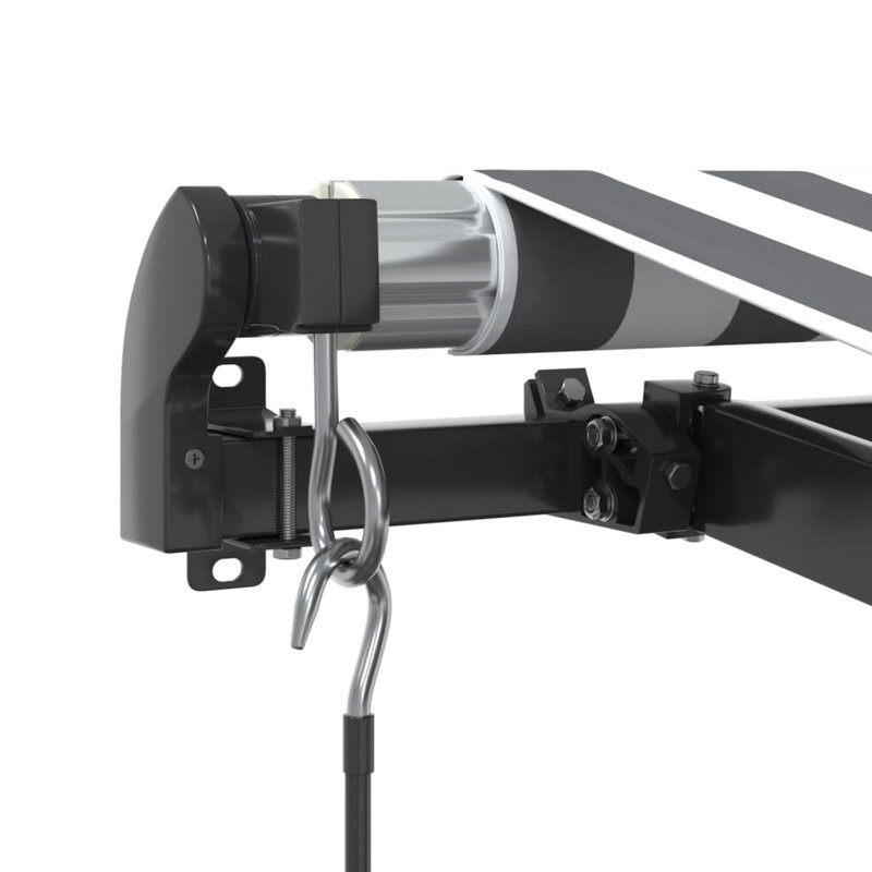 Dakota Fields Polyester Cover Retractable Patio Awning, 400 x 300cm, Anthracite/White/Black, Striped
