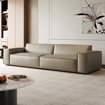 Khaki Genuine Leather Modular Sofa cushion couch