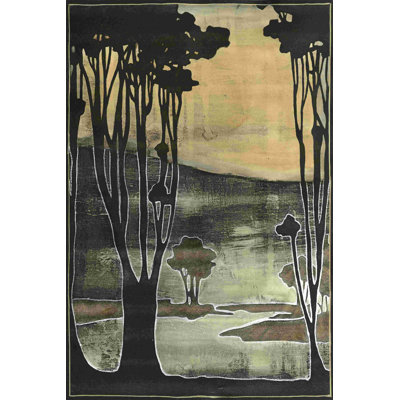 " Small Nouveau Trees II (HL) " by Jennifer Goldberger Painting Print