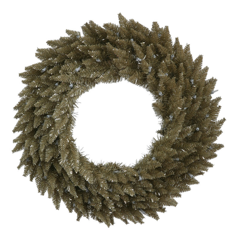 Couronne de Noël artificielle en PVC, H 48 po x l 48 po x P 5 po, Champagne antique