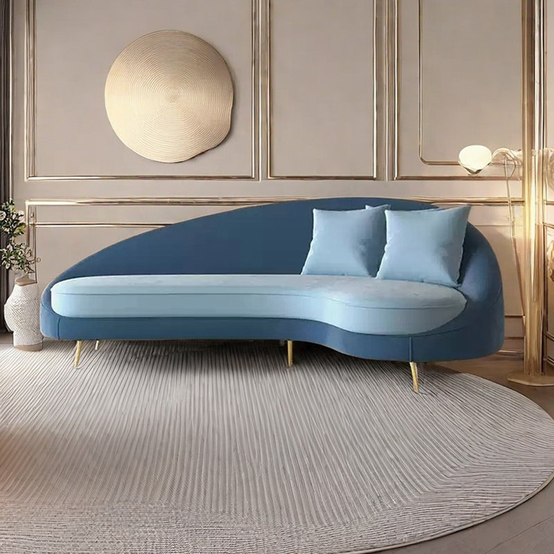 Canapé-lit Curved, Orienté à droite, Bleu / bleu clair