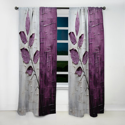 Rideau mauve à motif floral prune mauve à motif de feuilles mauves - 1 panneau