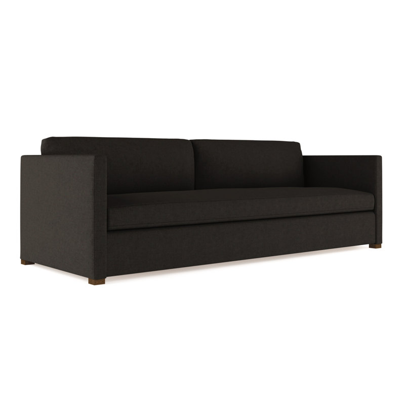 Canapé Madison, Velours moelleux chocolat, H 33 po x l 84 po x P 38 po, Patiné