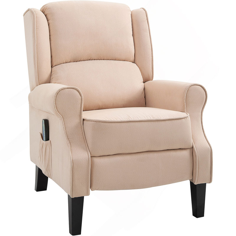 Fauteuil inclinable de massage avec fonction chauffante, télécommande,, Tissu blanc crème