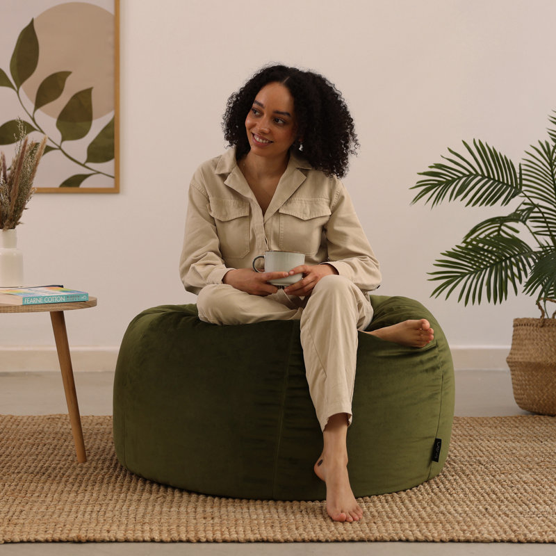 Kingston Velvet Classic Bean Bag, Olive Green