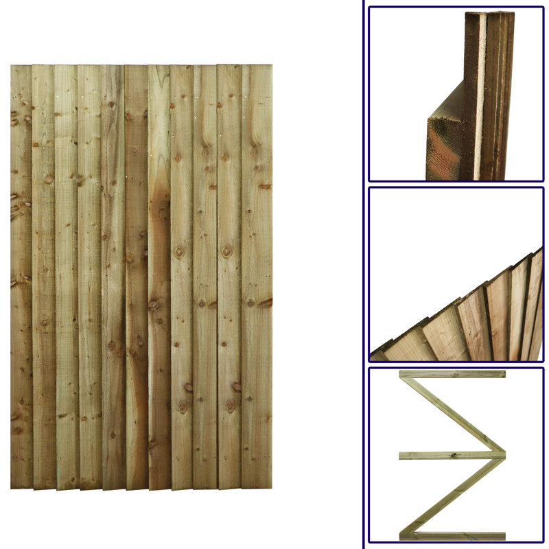 Nat Pressure Treated (Tanalised) Wood Gate, 180cm H x 105cm W x 5.4cm D
