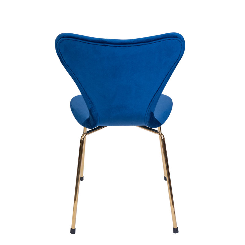 Chaise d'appoint en velours empilable Hiltrun, Bleu