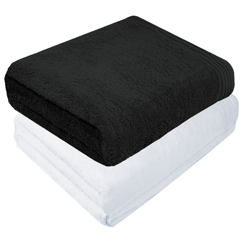 Lorena Midweight Bath Sheet, Black/White