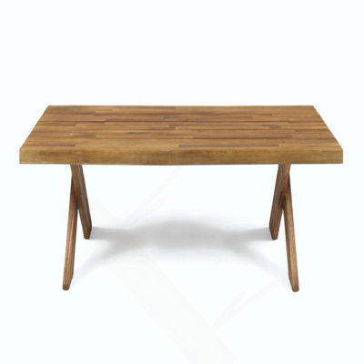 Rustic Sandblast Finished Acacia Wood Patio Coffee Table, Perfect For Outdoor Relaxation And Entertaining.