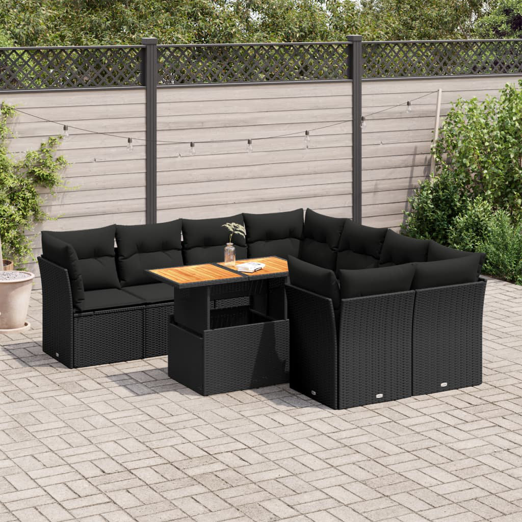 Vidaxl 9-Tlg. Garten-Sofagarnitur Mit Kissen Beige Poly Rattan