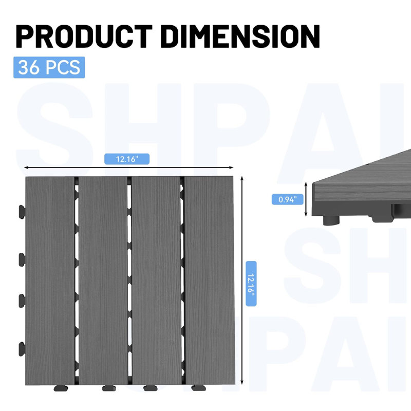 Carreaux de terrasse extérieurs durables, plancher de patio moderne aspect bois de 36 Hdpe