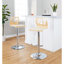 Tabouret de bar réglable avec pivot en métal chromé, bois naturel et similicuir crème avec repose-pieds arrondi en T - ensemble de 2