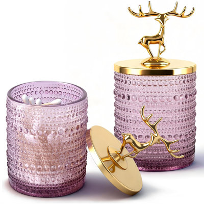 Contenants de verre en verre CottonSwab avec couvercles, contenants de rangement pour comptoir en coton