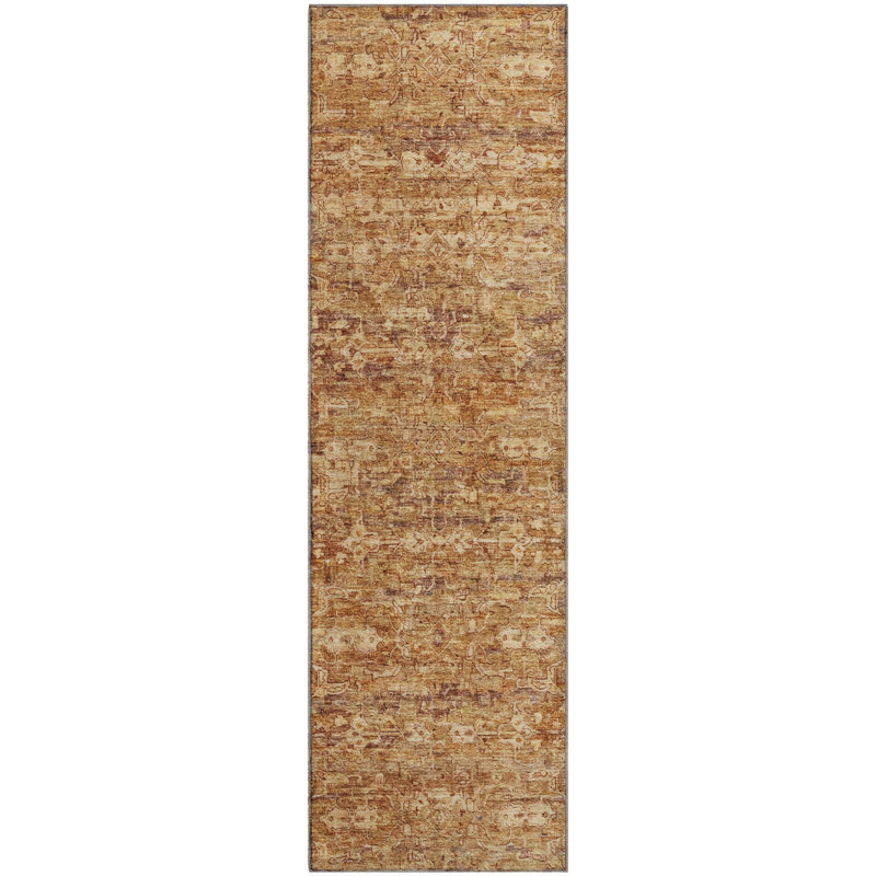 Tapis Ikat Mayfield AMF2324 de qualité supérieure lavable à la machine, Paprika, Tapis de couloir 2 pi 3 po x 7 pi 6 po