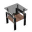 Ensemble de 2 tables à thé modernes en verre trempé, plateau en verre trempé avec panneau de fibres à densité moyenne, table basse, table de bout, table carrée pour le salon, gris / noir-1010069280-1010069284