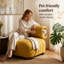 Chaise d'appoint moderne en polyester avec revêtement pour animaux de compagnie, siège rembourré spacieux, pieds en bois massif, conception de salon à profil bas