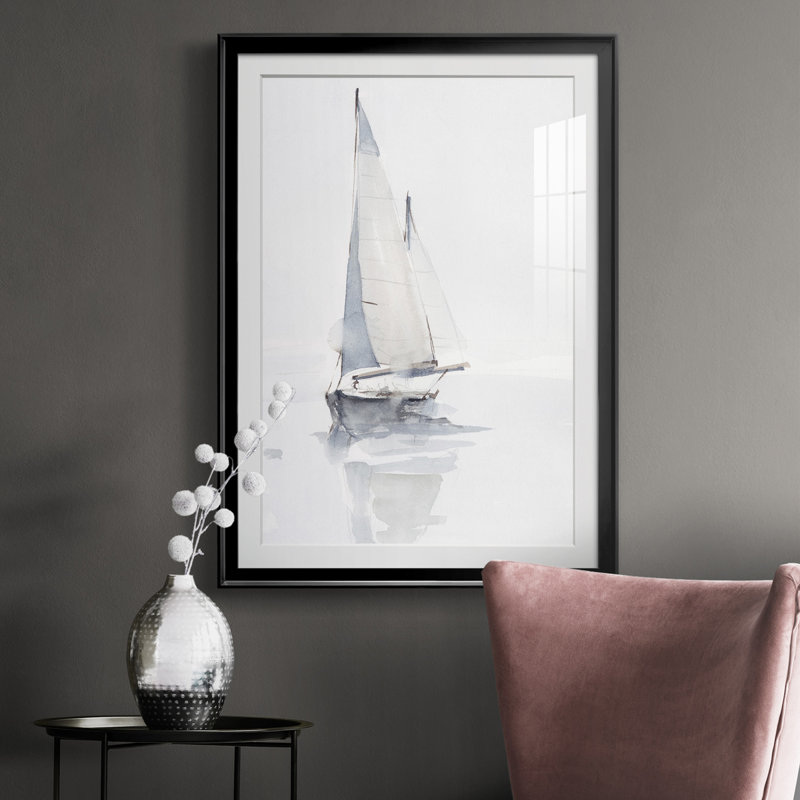 Imprimé Misty Harbor II, Cadre noir, H 36,5 po x l 26,5 po x P 1 po