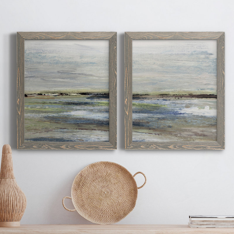 Wetlands I - ensemble de 2 peintures sur toile encadrées, gris, H 37,5 po x l 55 po x P 1,5 po