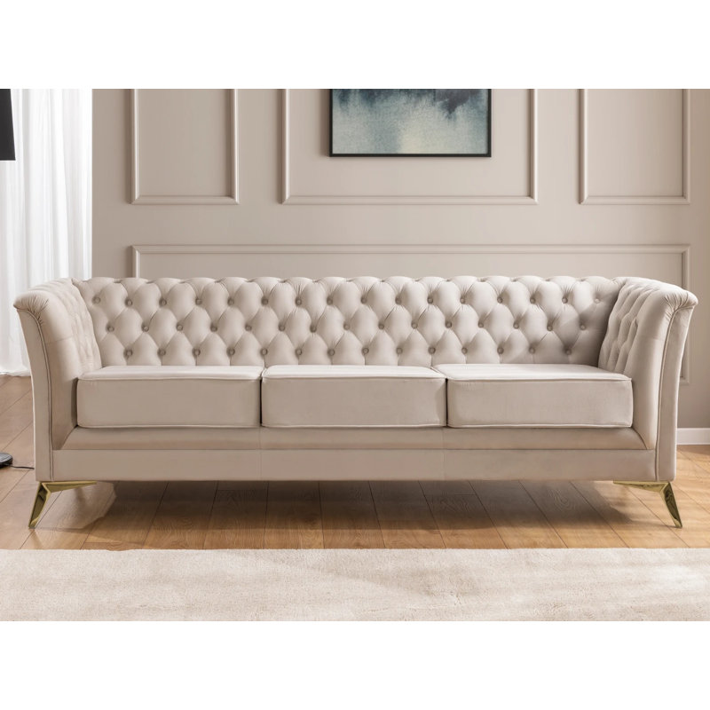 Whitby 2 - Piece Velvet Living Room Set, Gold, Beige