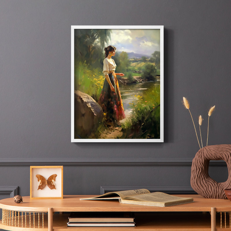 WOMEN Series CECI - reproduction encadrée de qualité supérieure - prête à être accrochée - aucun clou requis, Blanc / Blanc