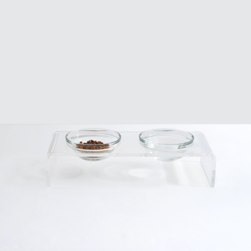 Glass Bowl Clear Elevated Feeder, 2 Cups