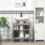 Armoire de salle de bain compacte avec 2 portes et tablette ouverte, rangement sous la porte gris