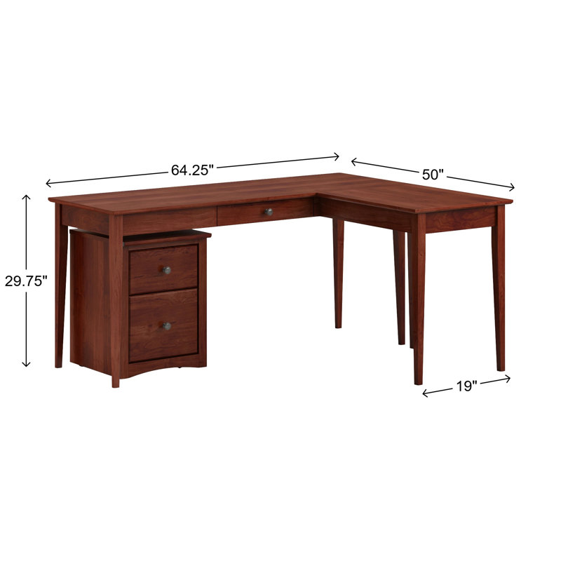 Malani American Built Solid Wood Writer's L-Shape Desk, Washington Cherry