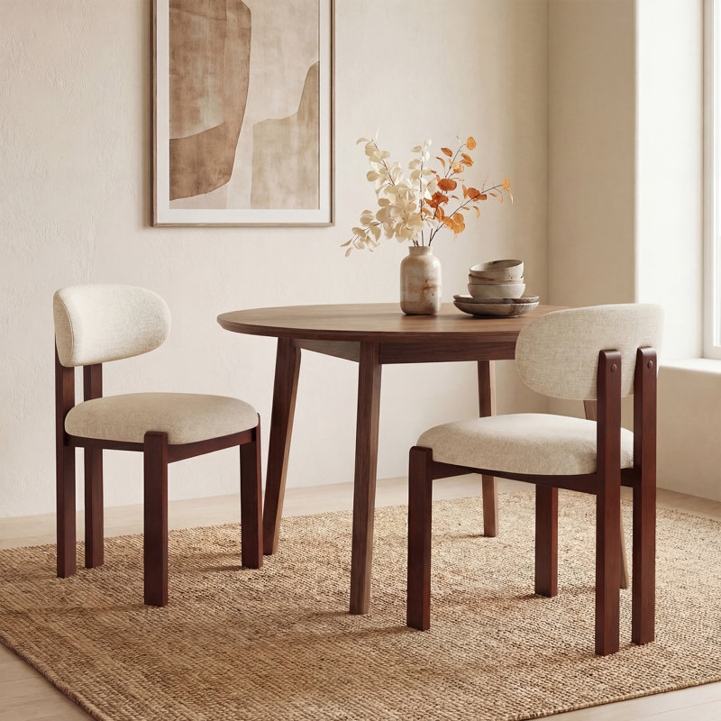 40.5cm H Upholstered Upholstered Back Side Chair in Camel, Beige, Walnut