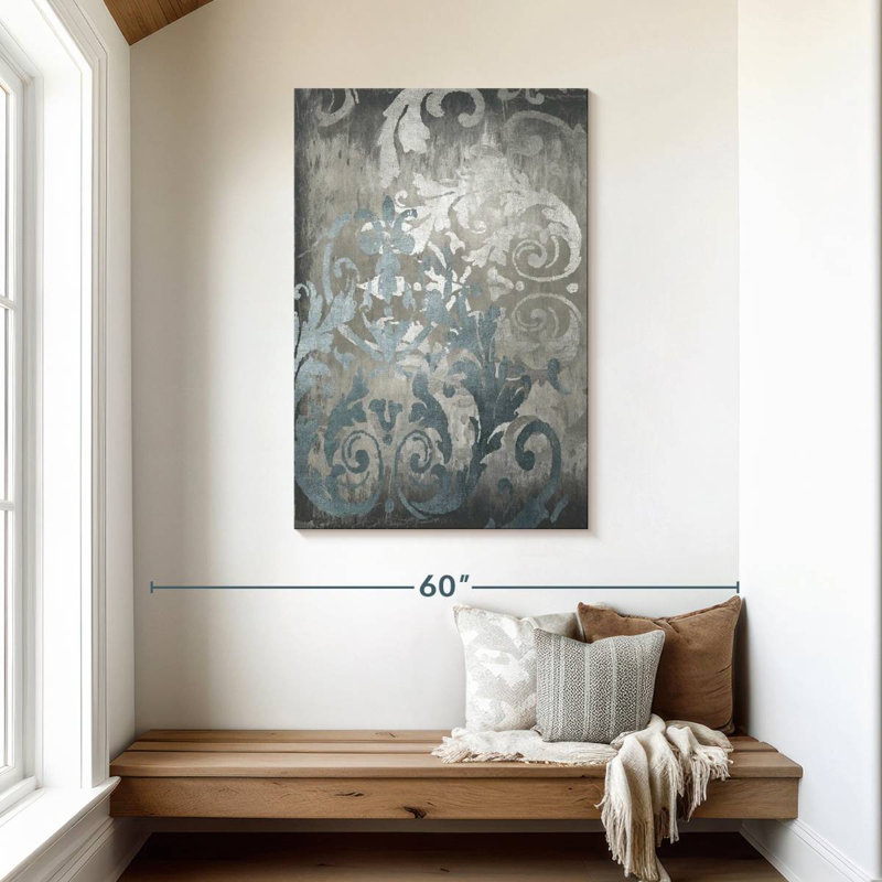Avery Damask In Silver II, 45" H x 30" W