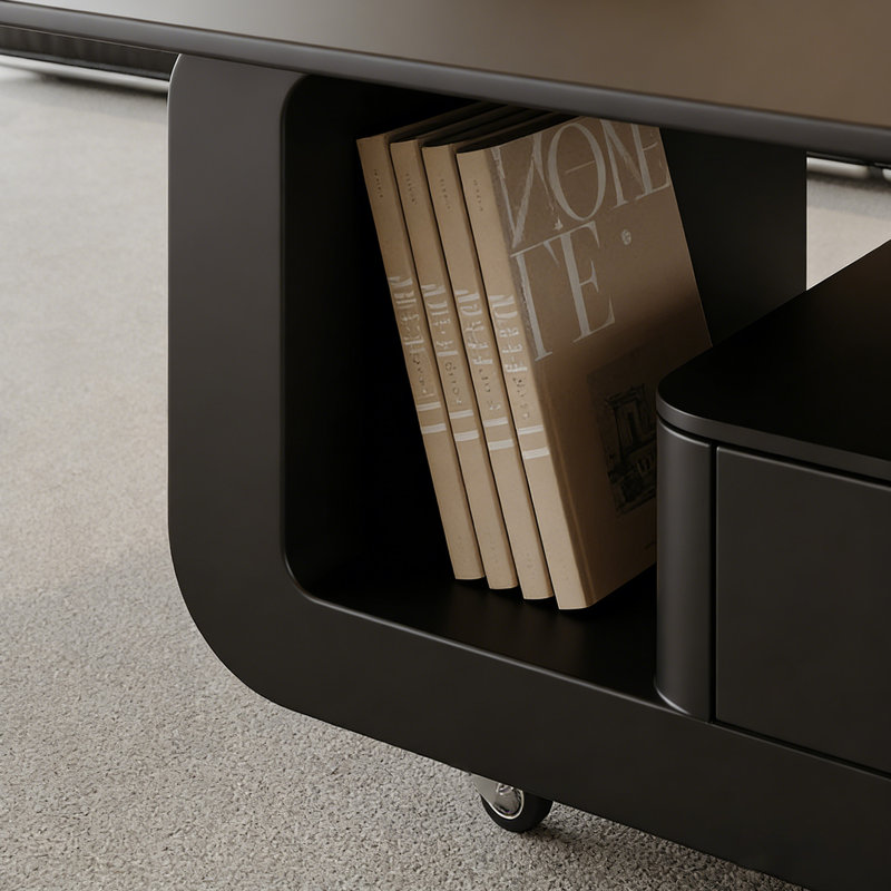 Table basse mobile avec rangement en ardoise, Noir, H 17,71 po x L 39,37 po x l 19,68 po, Noir