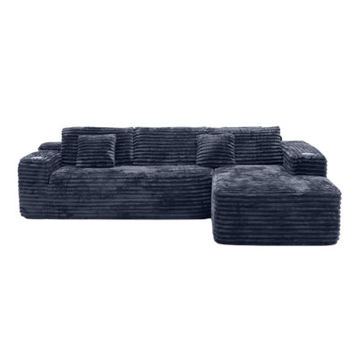 106" Modular Cloud Sectional Couch with Deep Seat and L-Shape Chaise,Cup Holder & Side Pocket, No Assembly Required Upholstery Compression Sofa  for Living Room or Bedroom