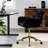 Black Home Office Chair - Adjustable, Golden Metal Base, Foam Filled For Work A&A Furniture Study Appliance Chair, Base-1121299528