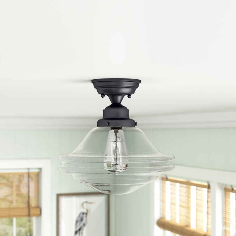 Mandy Glass Semi Flush Mount, Clear Seed Glass, Oil Rubbed Bronze