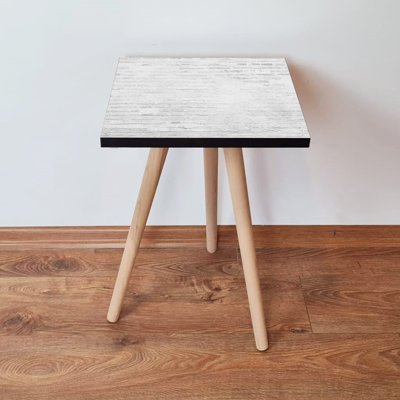 Table d'appoint moderne, blanche et grise, 13,8 po x 16,5 po x 13,8 po | 100% panneau de fibres à densité moyenne avec pieds en bois de hêtre, épaisseur: 0,7 pouce | Design scandinave élégant, parfait pour le salon et la chambre à coucher, durable et élégant