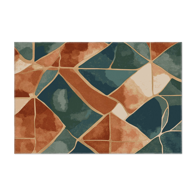 Ochre Outlines Indoor And Outdoor Area Rug, Rectangle 8' x 10'