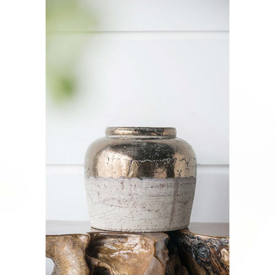 Vase rond en céramique brun Sienna