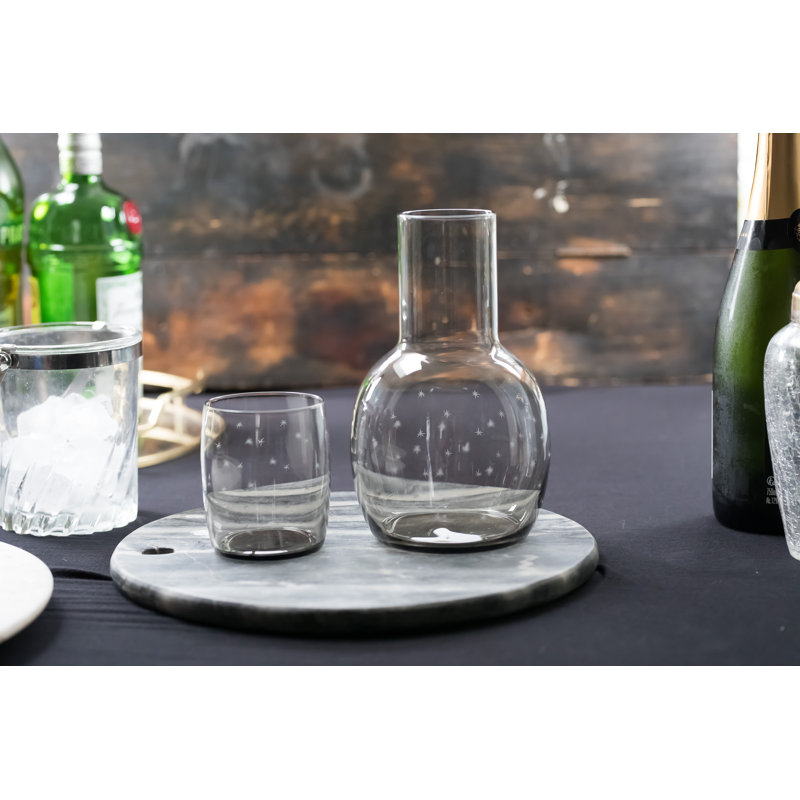 2 - Piece Crystal Carafe Set, Clear/Black