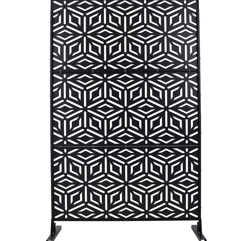 Écran d'intimité en métal noir H 76 po. Solution pour divers espaces. Barrière de terrasse de balcon autoportante. Impact. Espace de jardin polyvalent pour jardin de fleurs. Méthode d'installation simple à l'extérieur